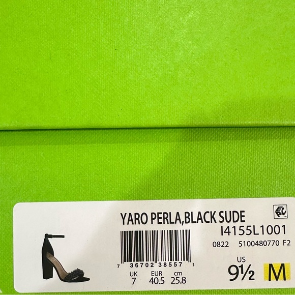 Sam Edelman Yaro Perla Black Suede Ankle Strap Slip On Heels Shoes NWB 9.5 - Picture 6 of 6